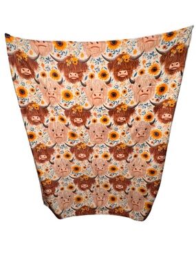 Highland Cow Sunflower Pattern 50x60 Minky Plush Throw Blanket